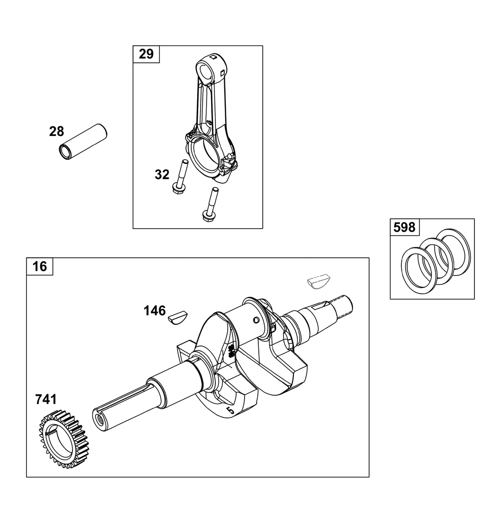 Crankshaft Group Diagram and Parts List for 358447-0110-01 200000 - 399999 Briggs and Stratton Engine